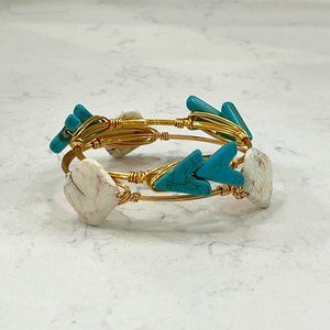 Wired Bangles with Blue and White Stones